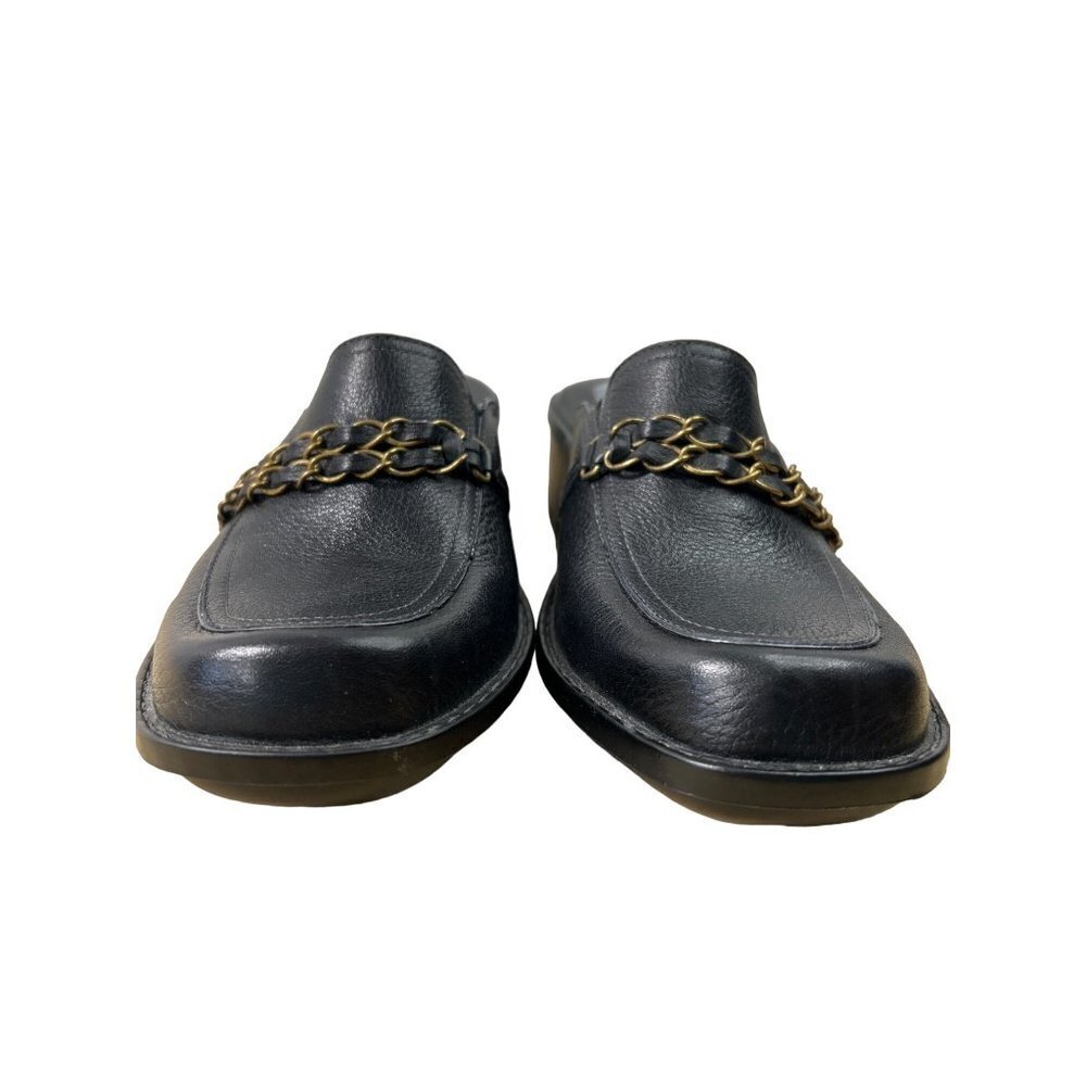 Clarks Artisan Women's Clogs Mules Size 7M Black Wedge Leather with Chain accent - Picture 3 of 10